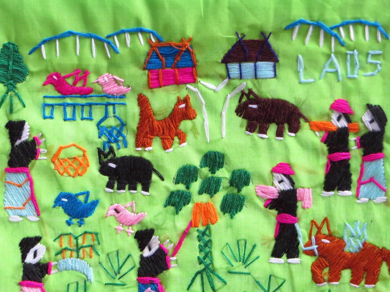 laos folk art embroidery free photo