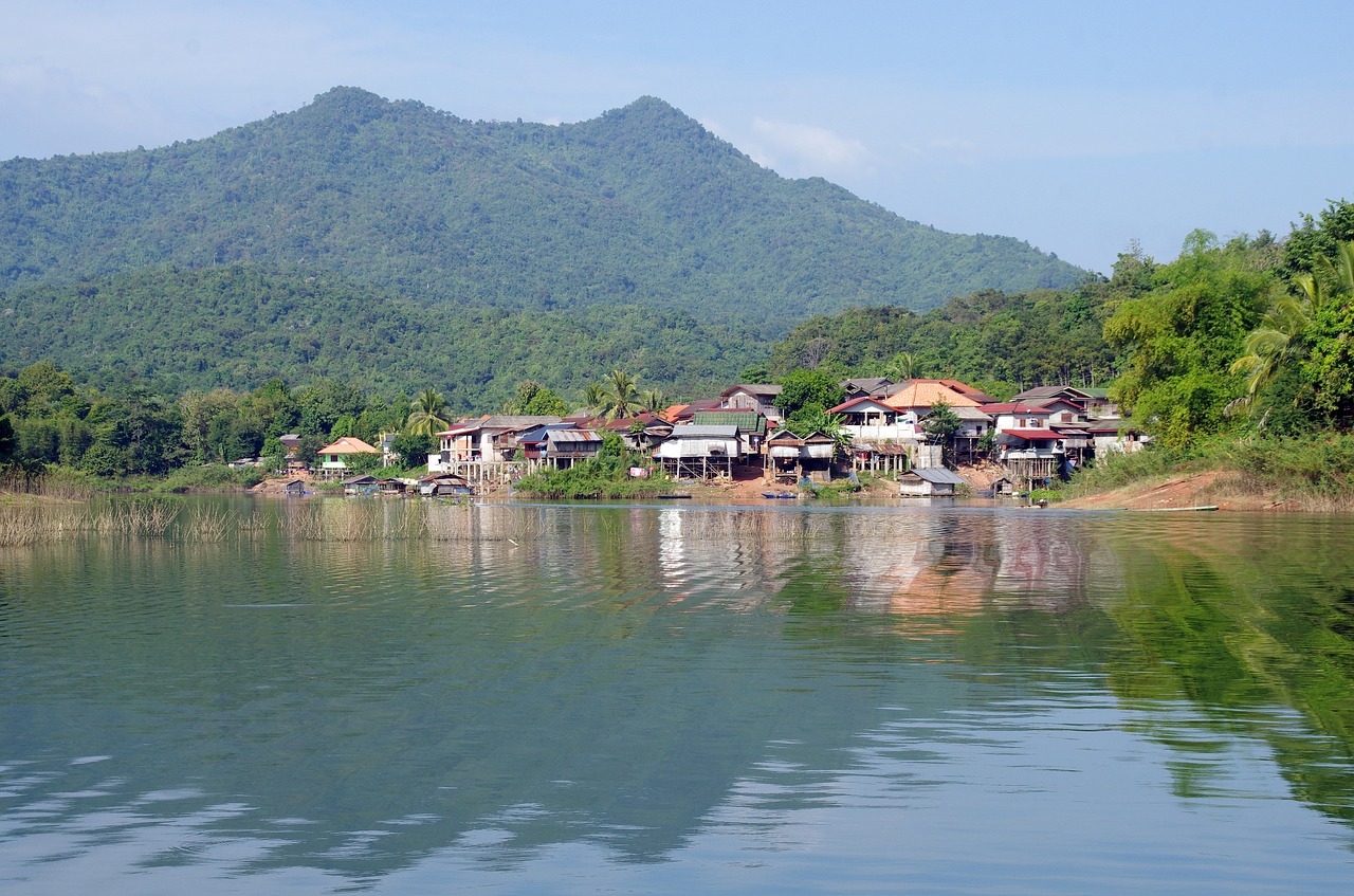 laos lake house free photo