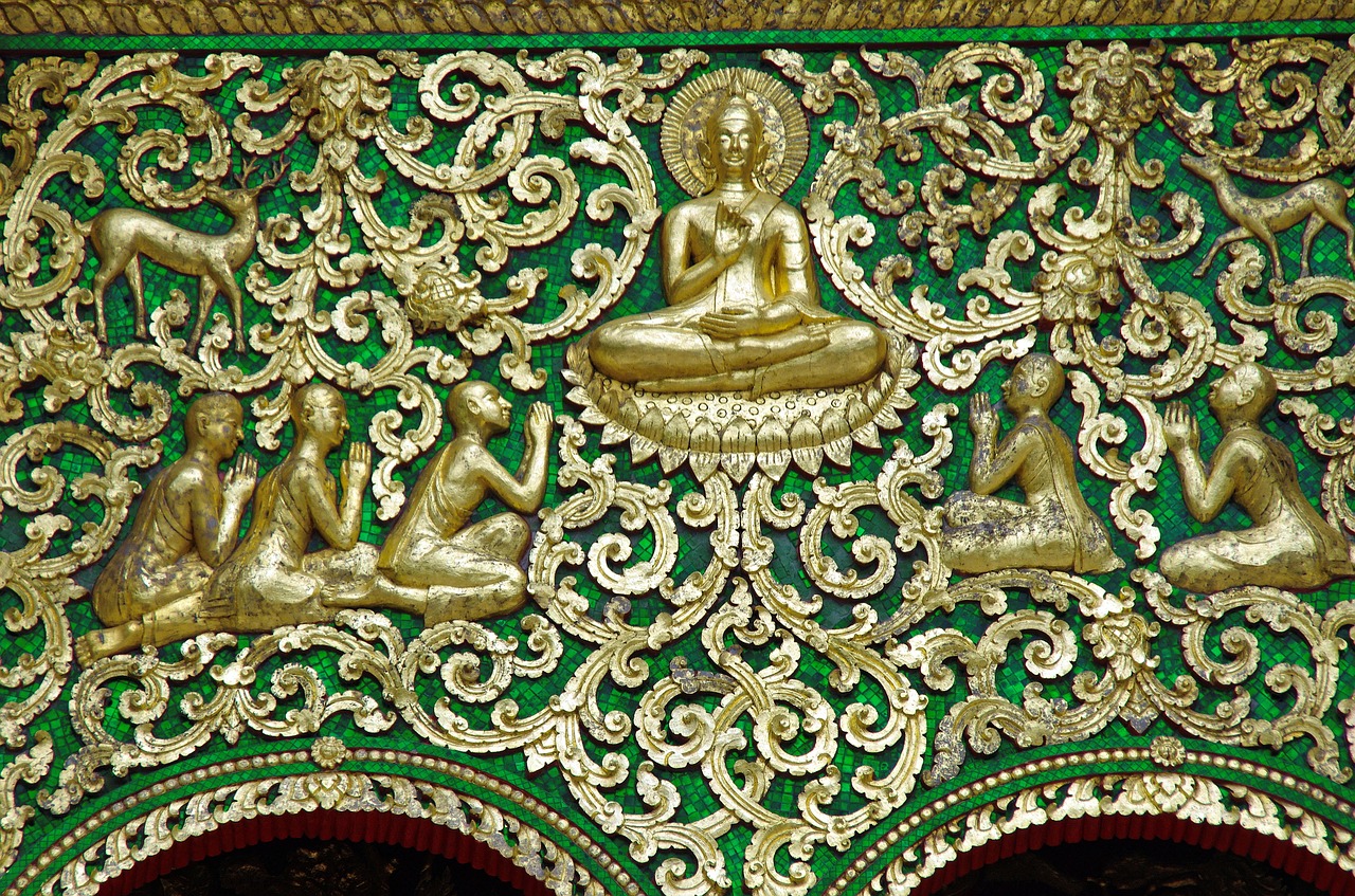 laos temple pediment free photo