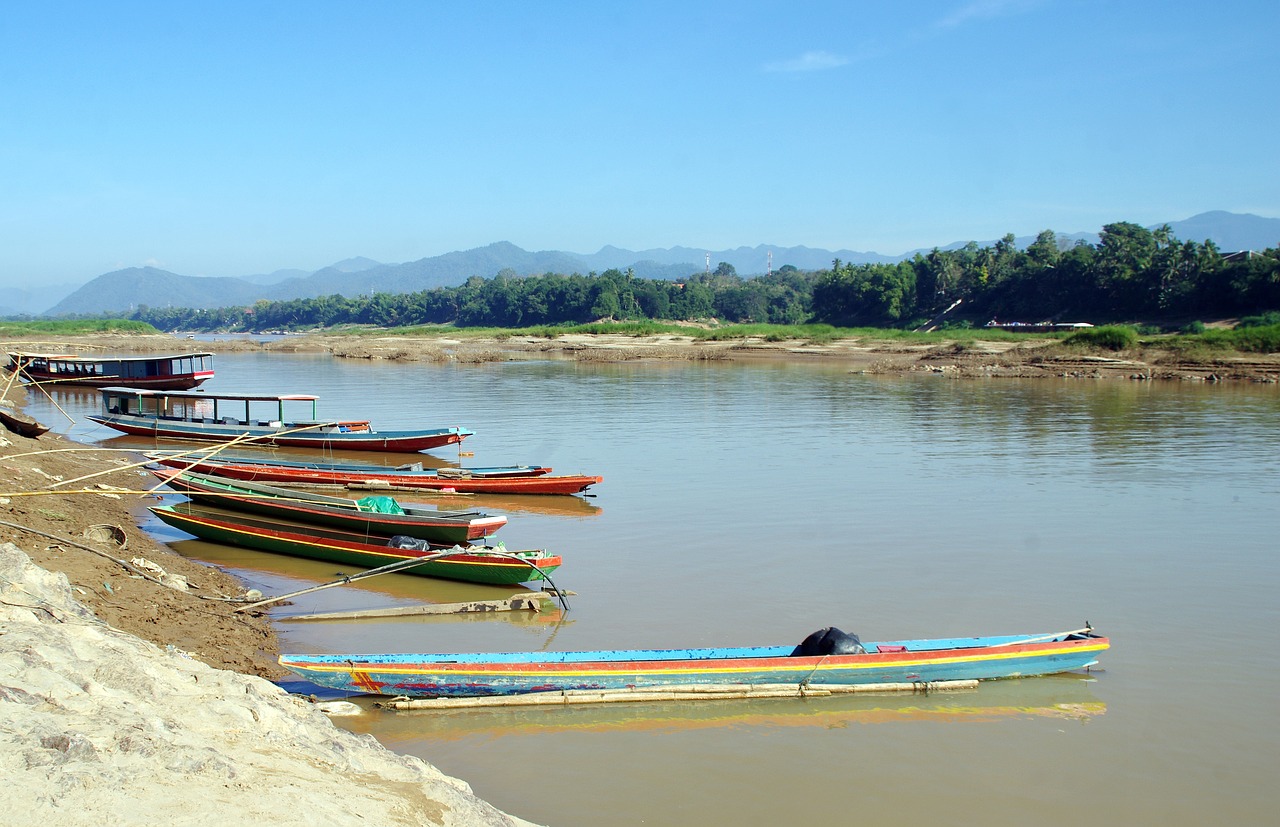 laos mékong boats free photo