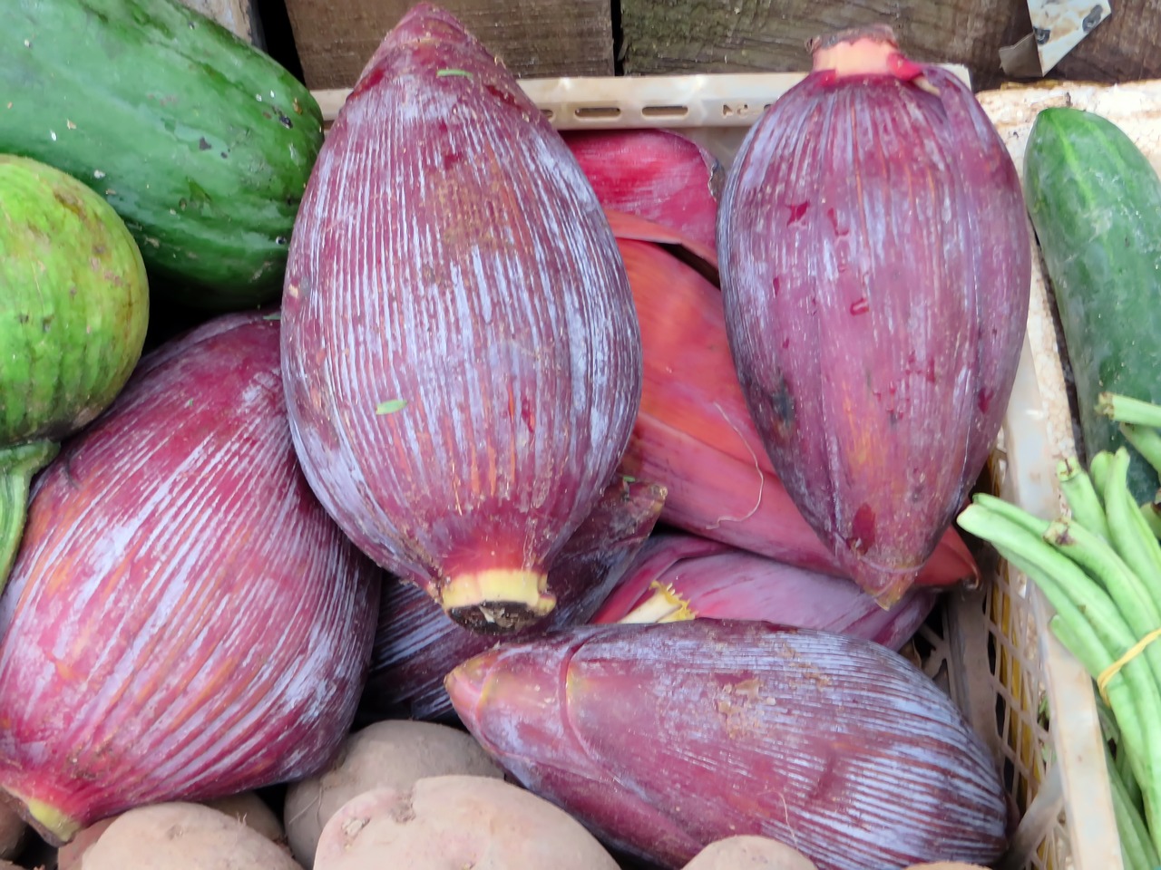 laos market banana flower free photo