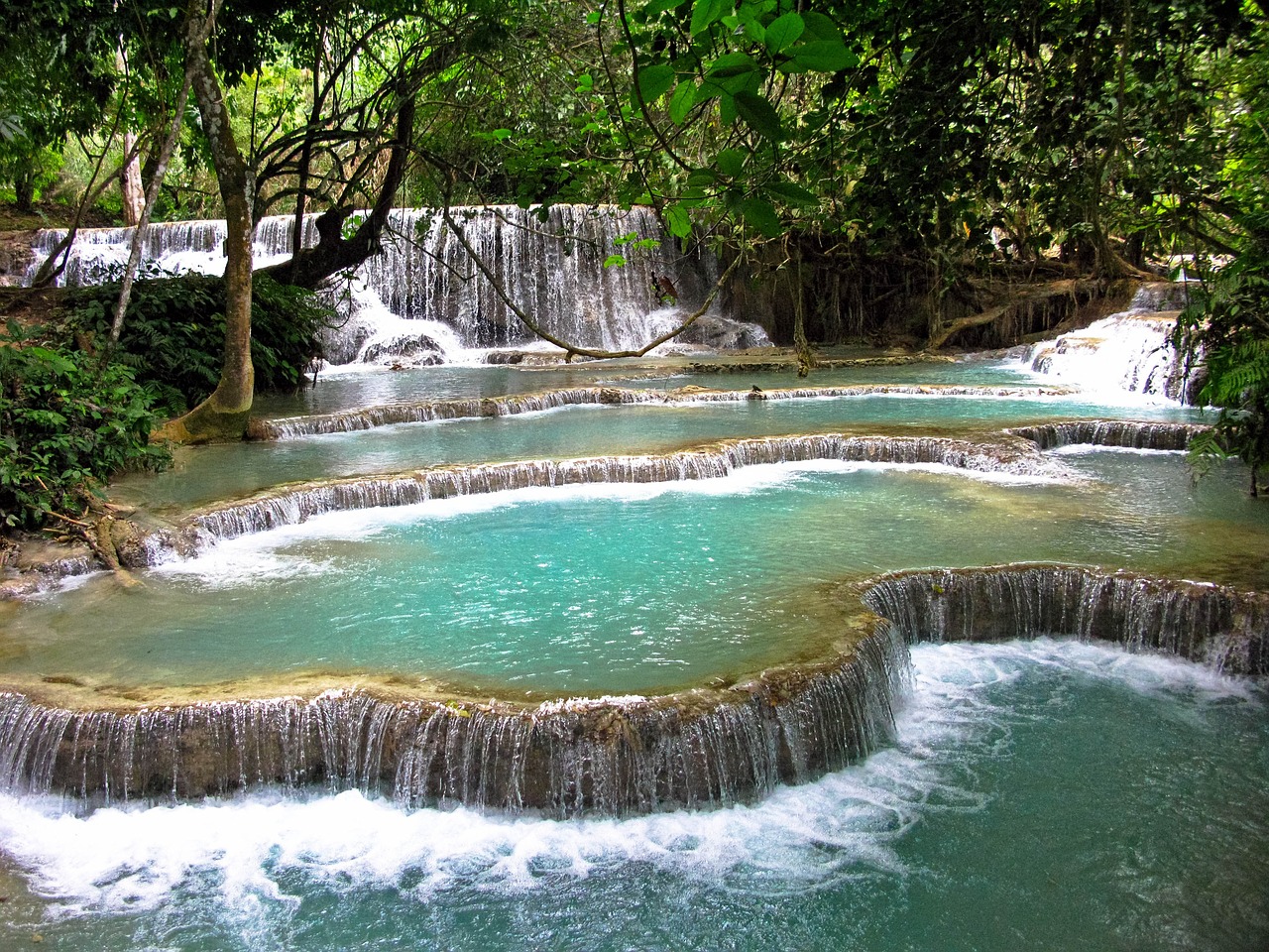 laos luang prabang waterfalls free photo