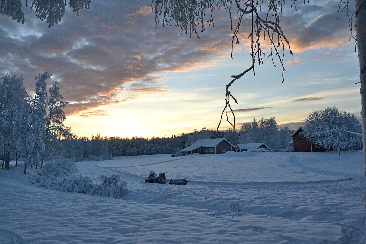lapland sweden sunset free photo