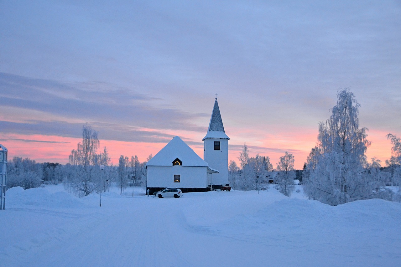 lappland sweden church christmas free photo