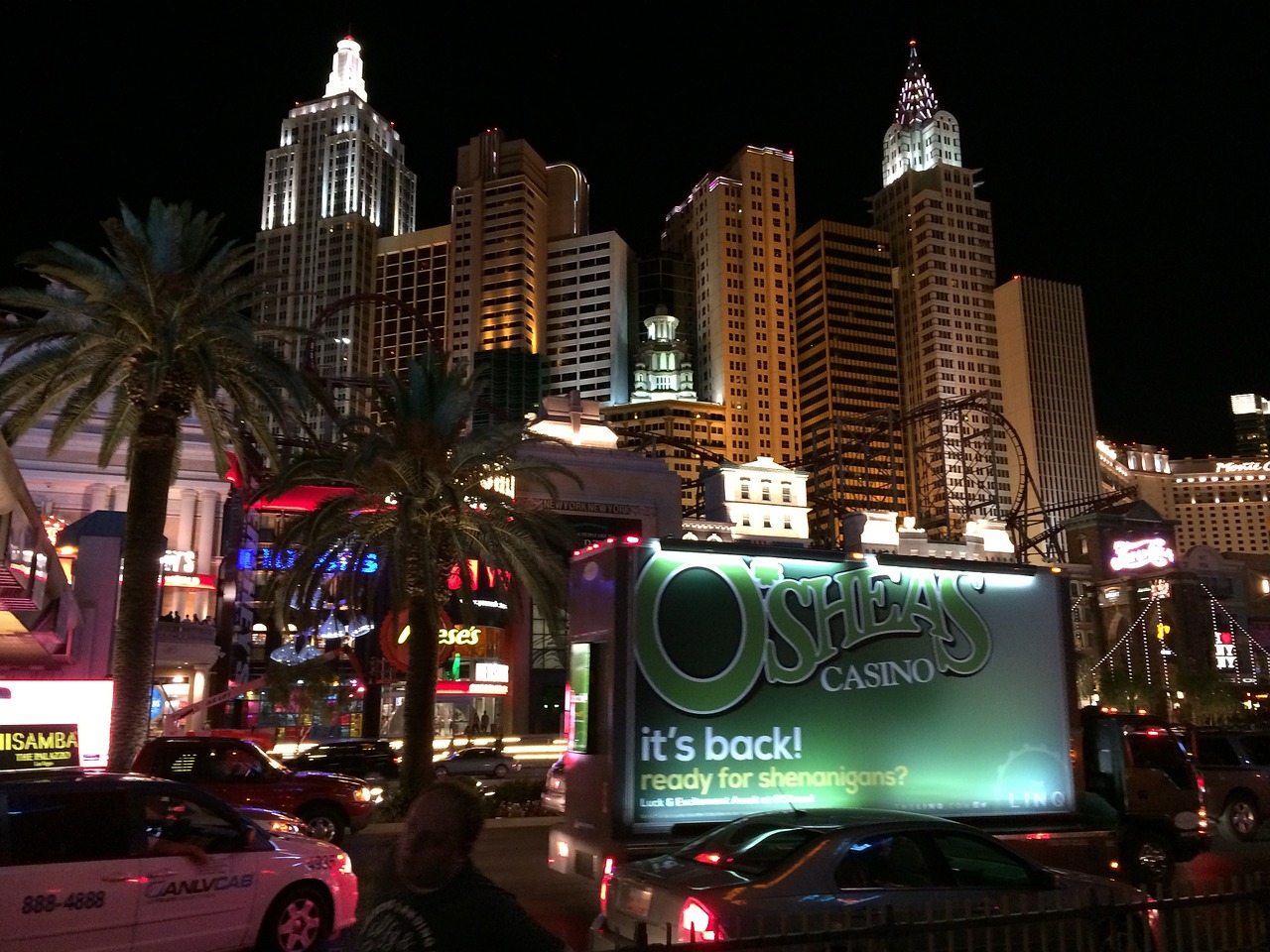 las vegas strip night skyscrapers free photo