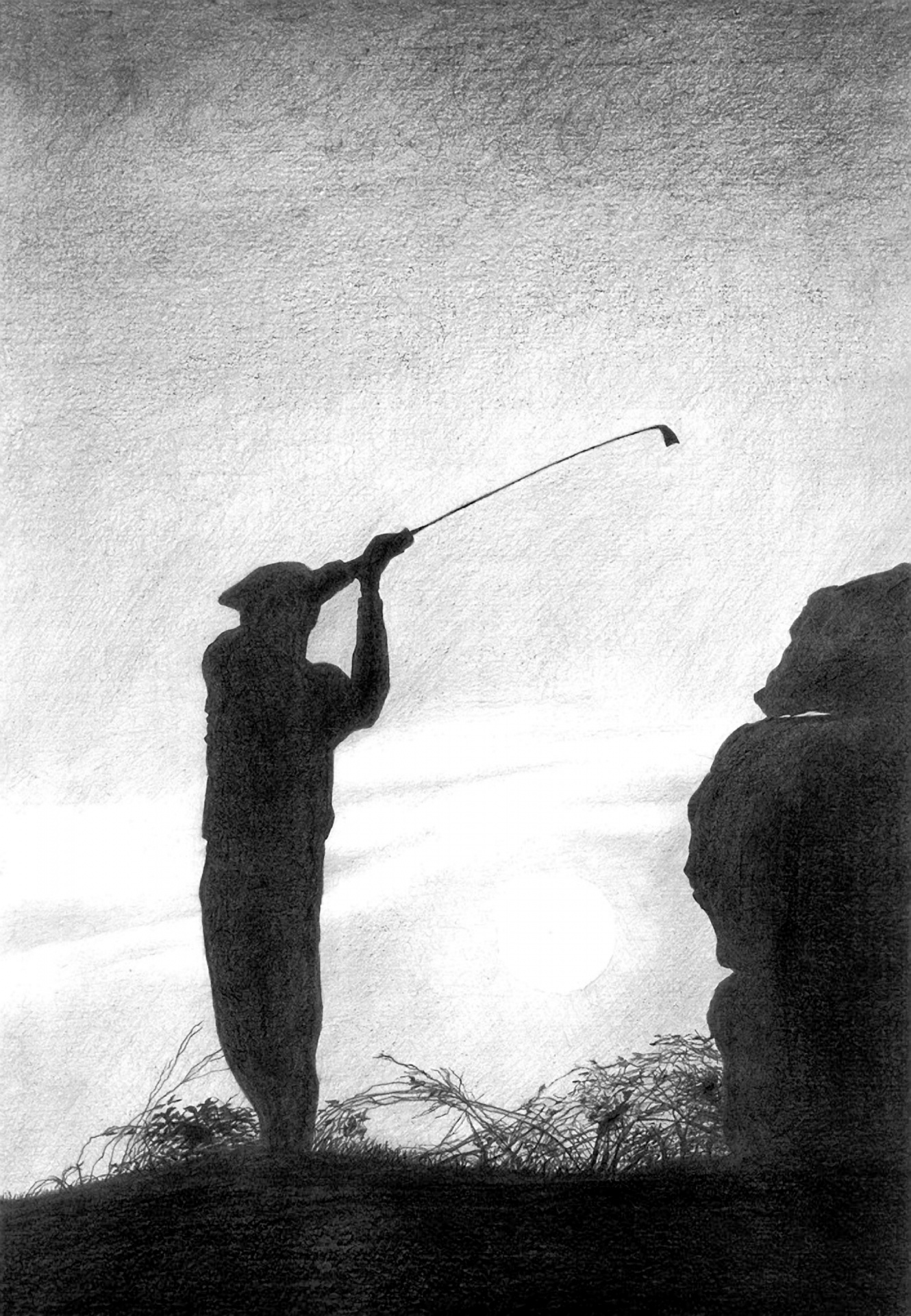 silhouette golfer drive free photo