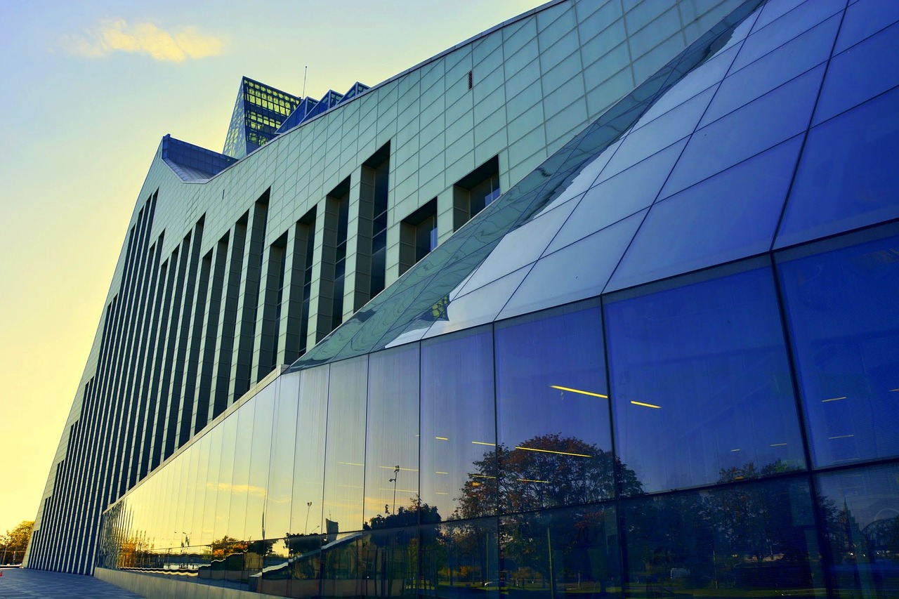 latvian national library reflections architecture free photo