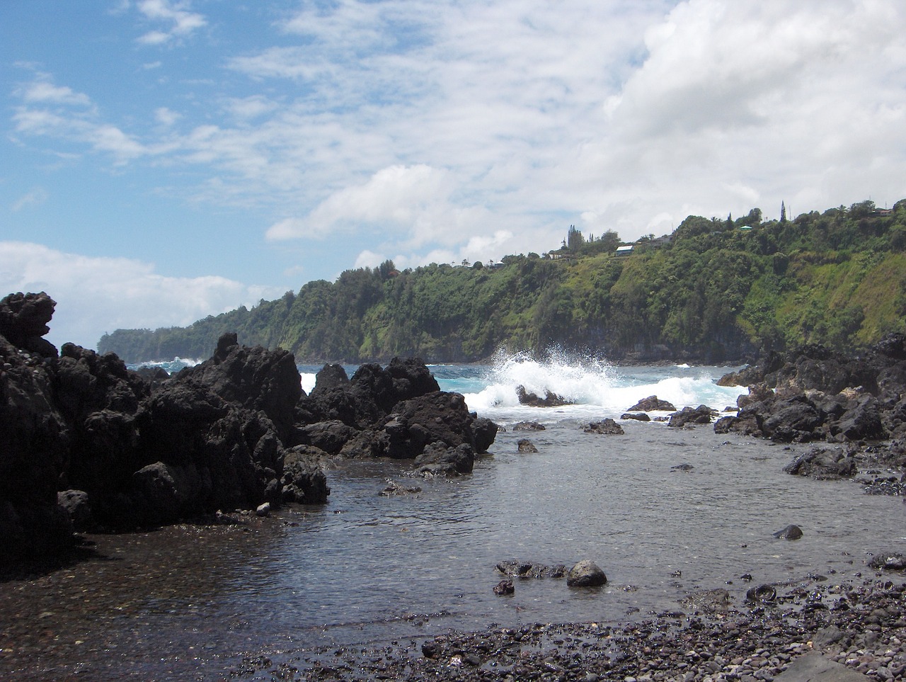 lava rock waves hawaii free photo