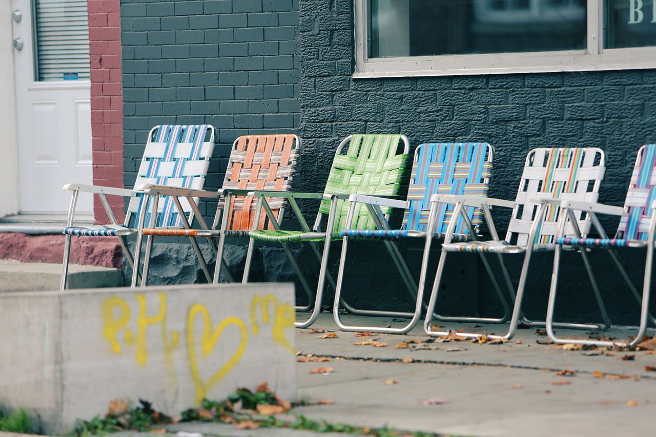 lawn chairs graffiti paint free photo