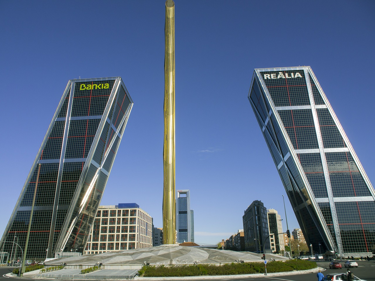 leaning towers madrid buildings free photo