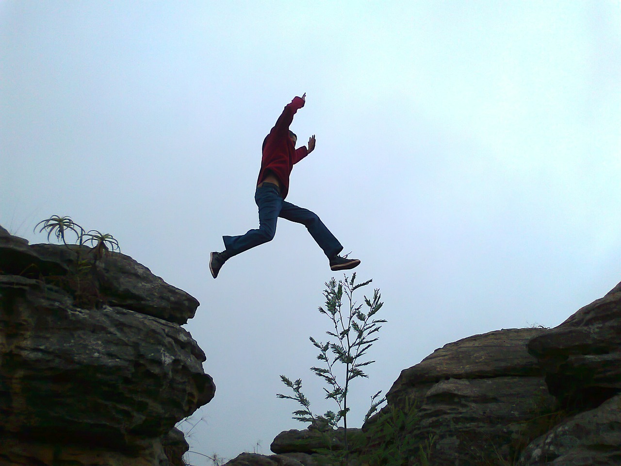 leap jump chasm free photo