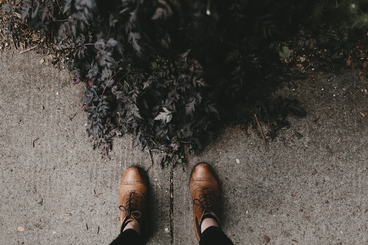 leather shoes concrete free photo