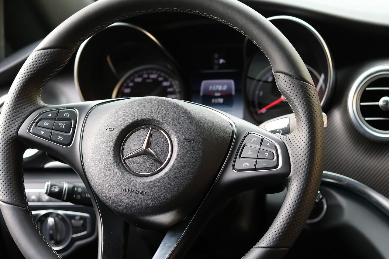 leather steering wheel mercedes auto detail free photo