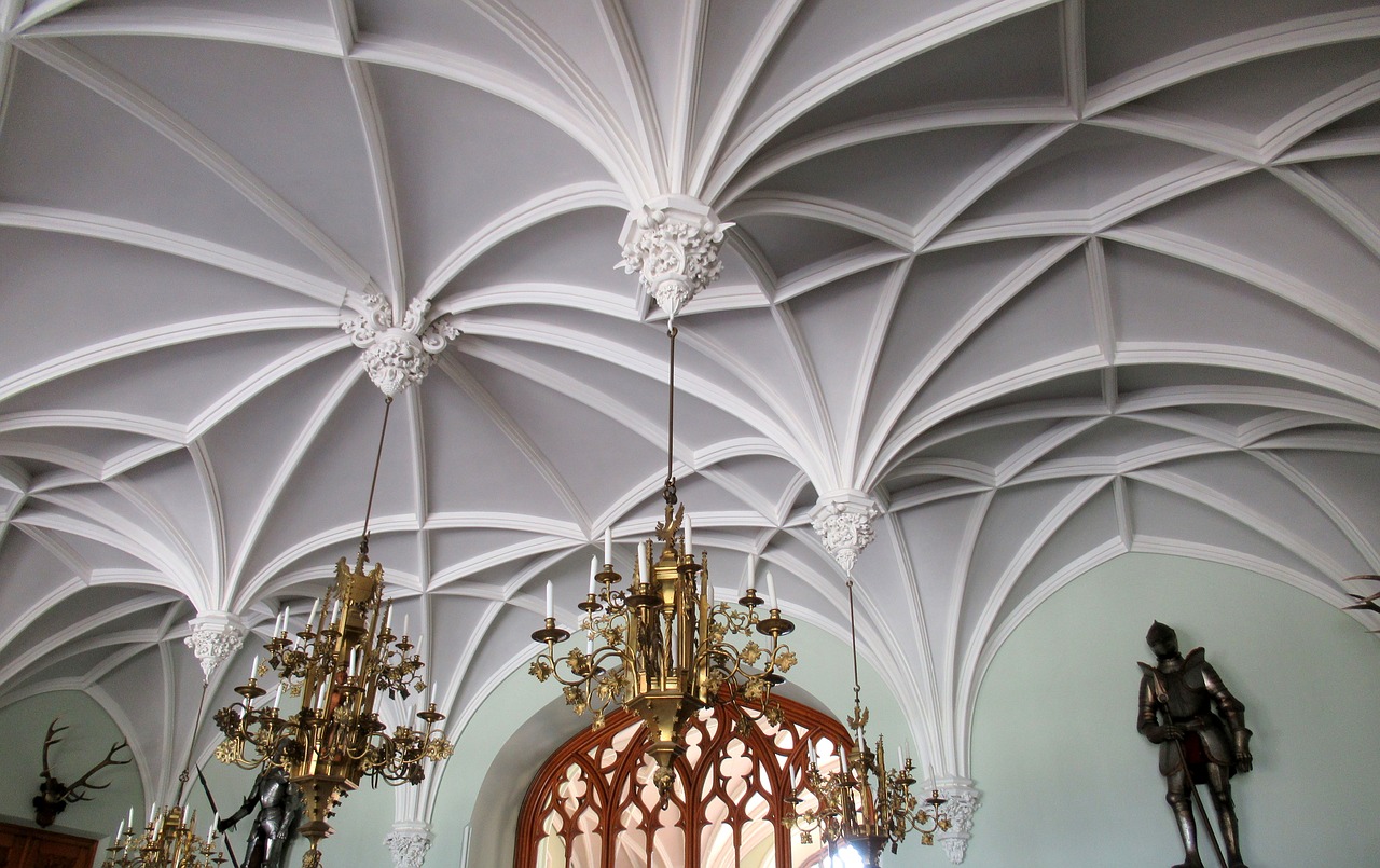 lednice castle ornate ceiling free photo