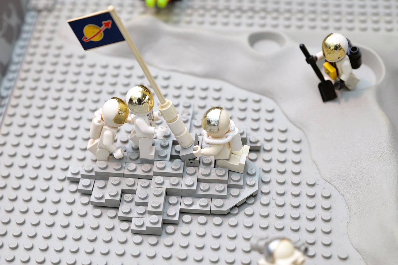 lego moon landing astronauts free photo