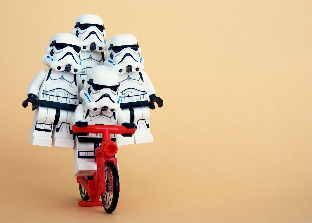 lego stormtrooper cycling free photo