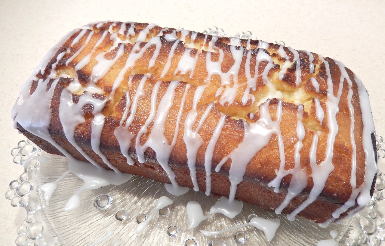 lemon loaf cake glazed iced free photo