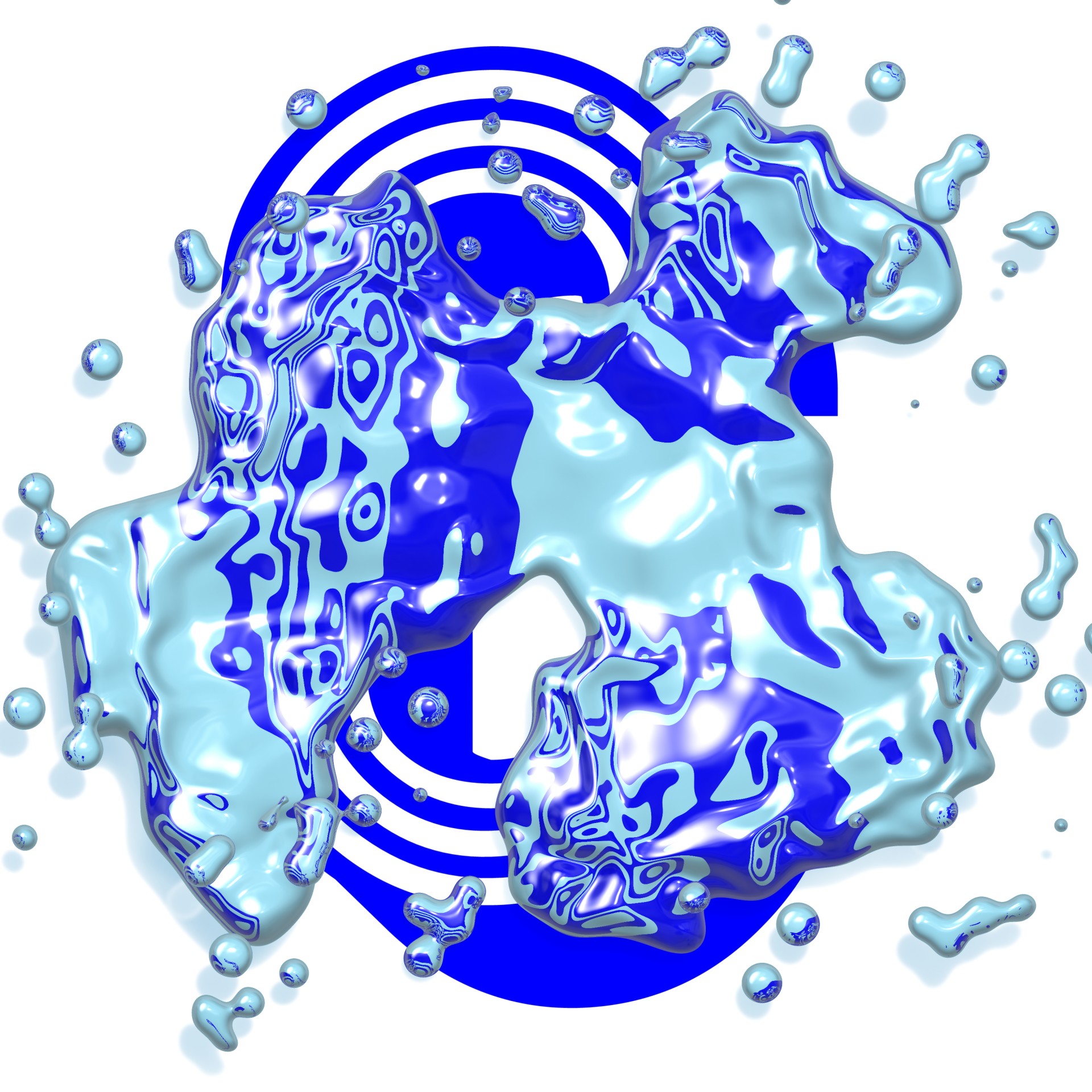 blue letter c 3d splash free photo