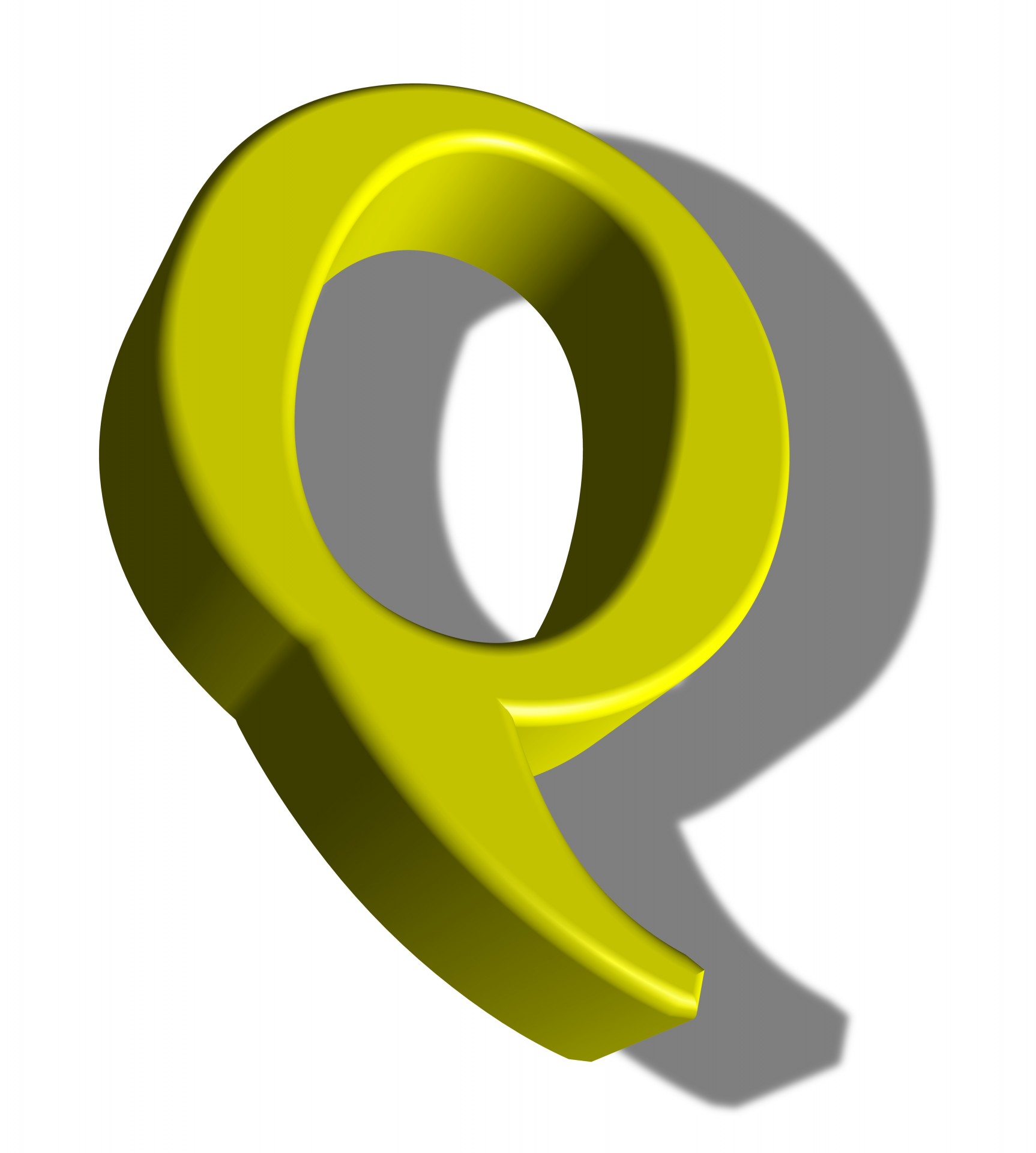 letter q yellow isolated free photo