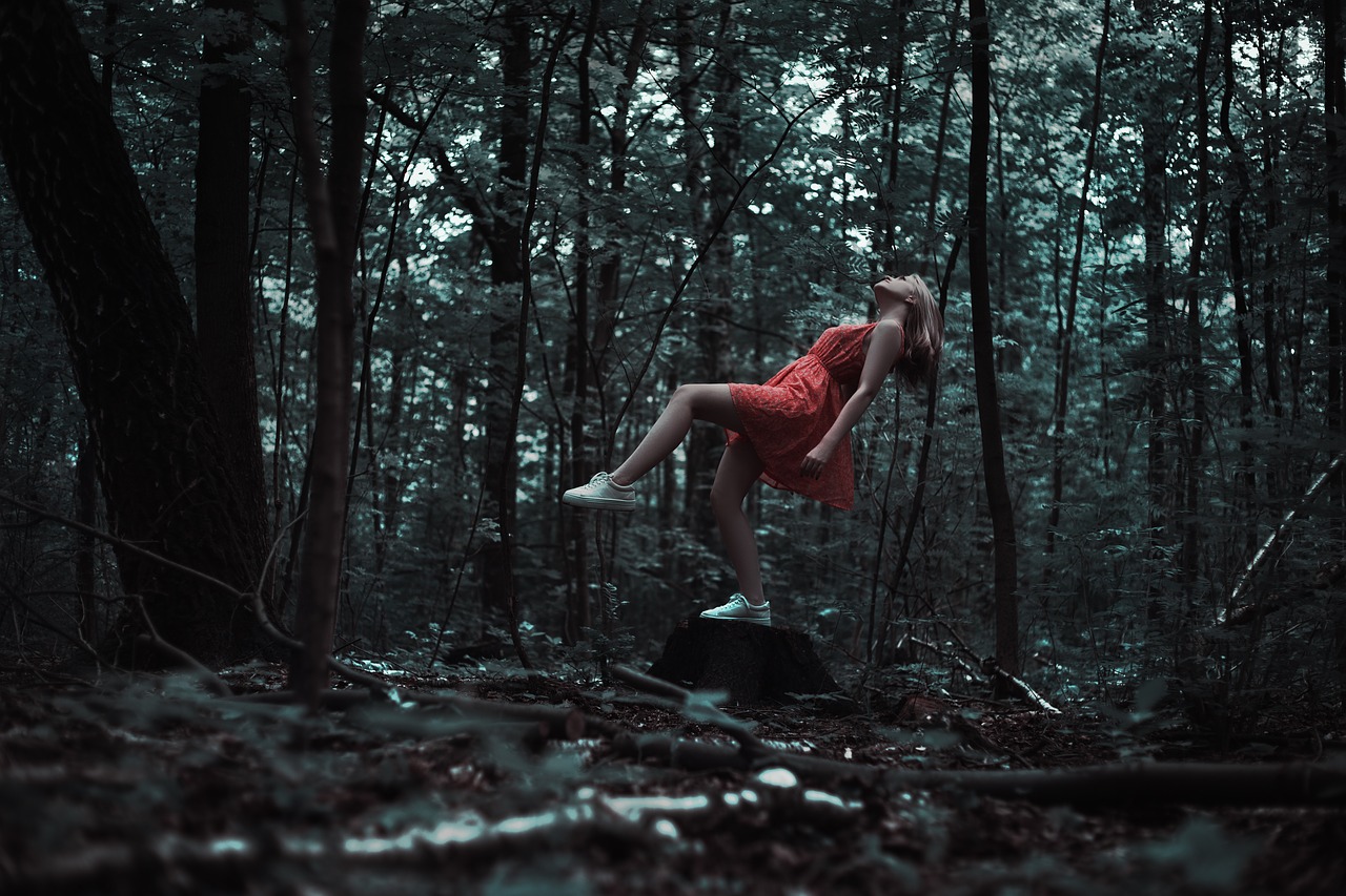 levitation girl red dress free photo