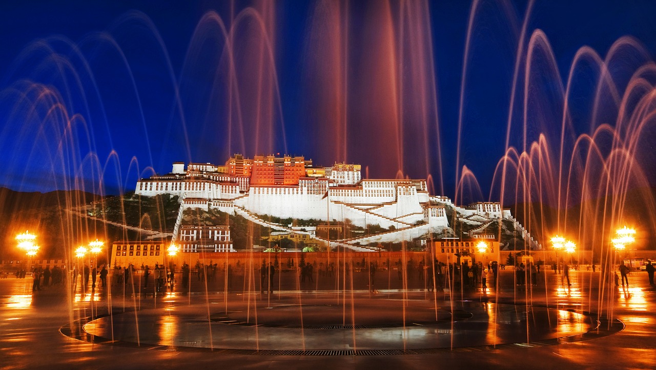 lhasa the potala palace fountain free photo