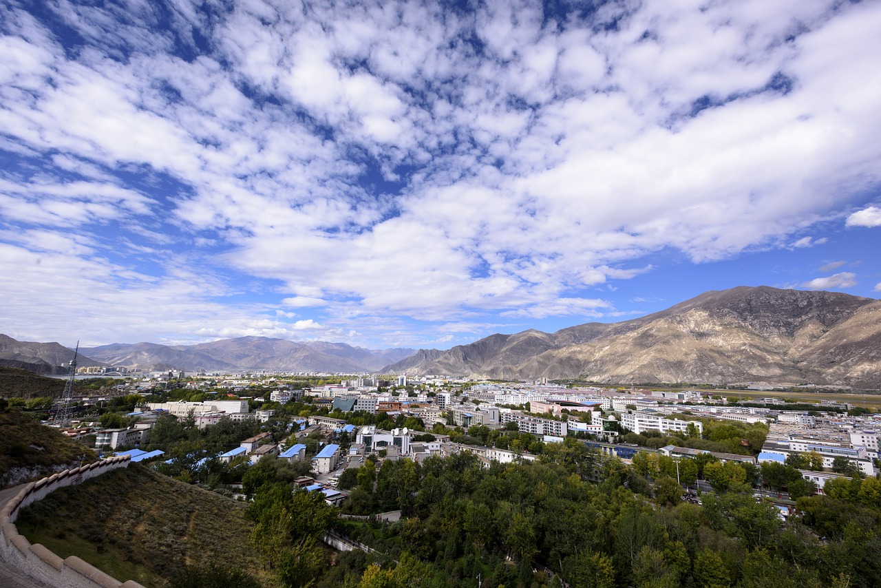 lhasa city view blue sky free photo