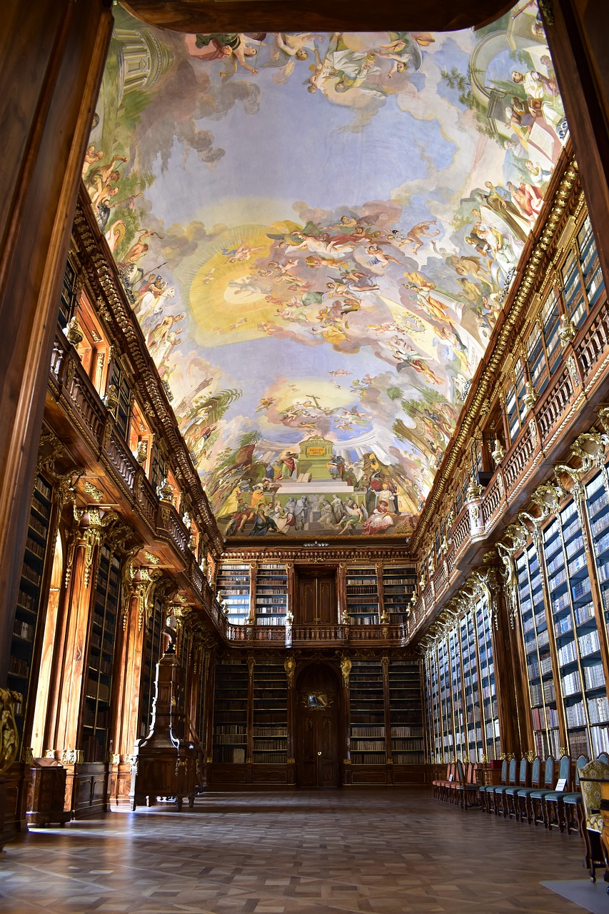 library historical painting free photo