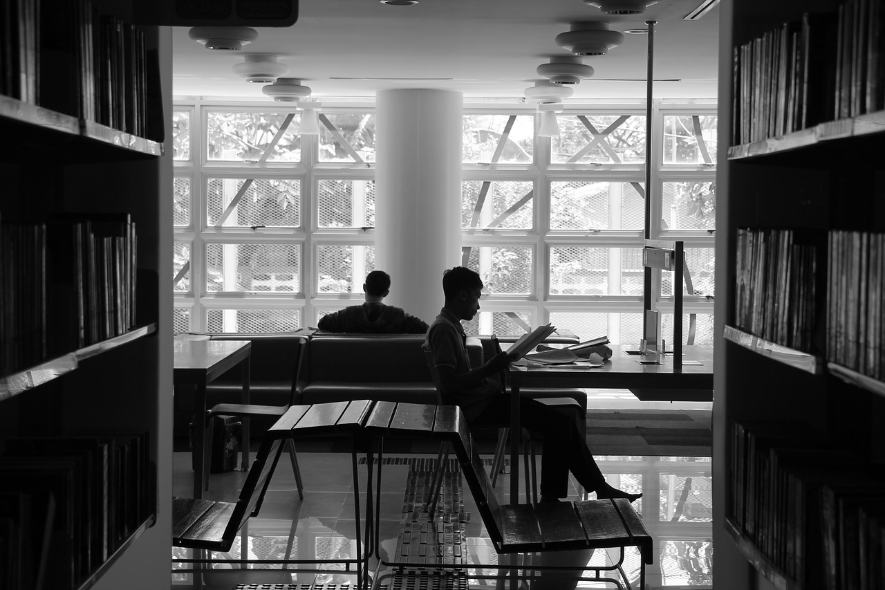 library libraly black and white free photo