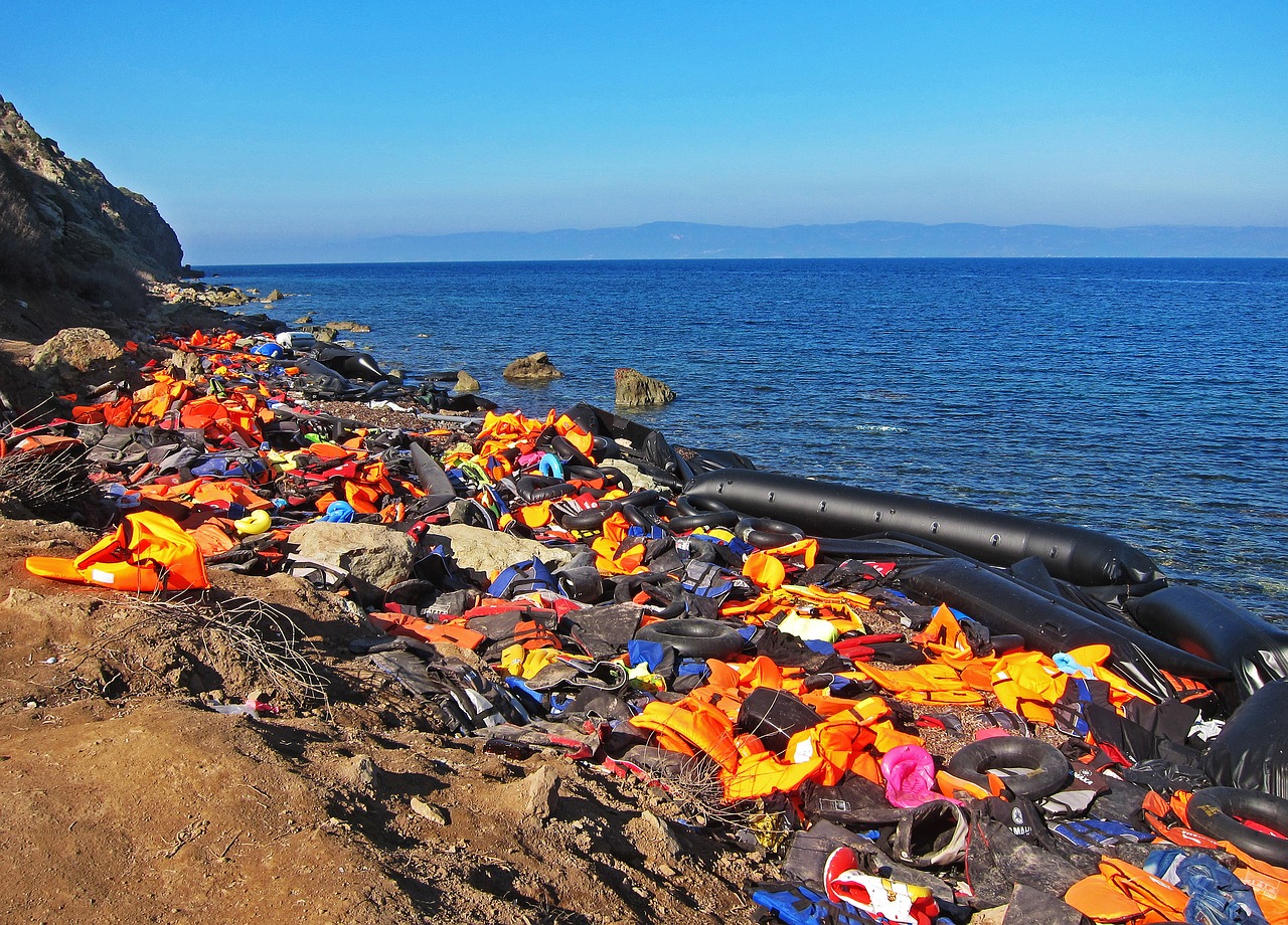 life jackets syria war free photo
