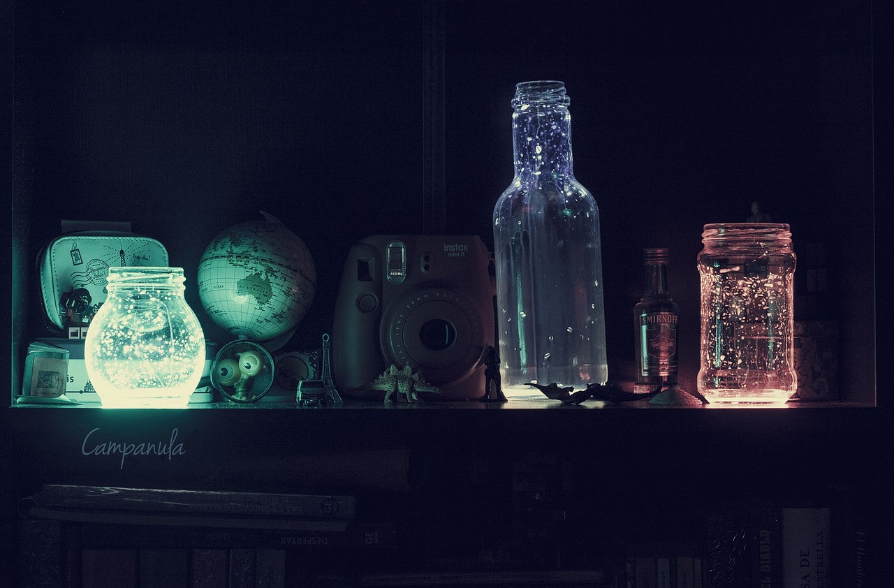 light bottles phosphorescent free photo