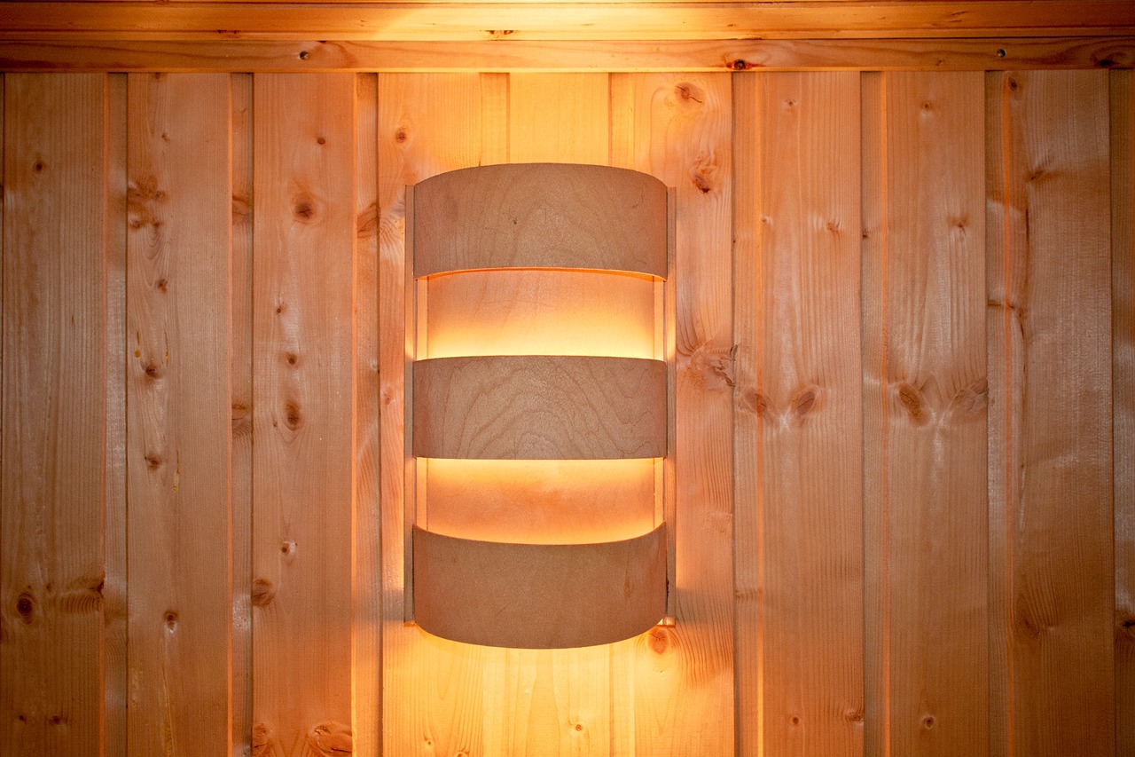 light sauna lamp wooden wall free photo