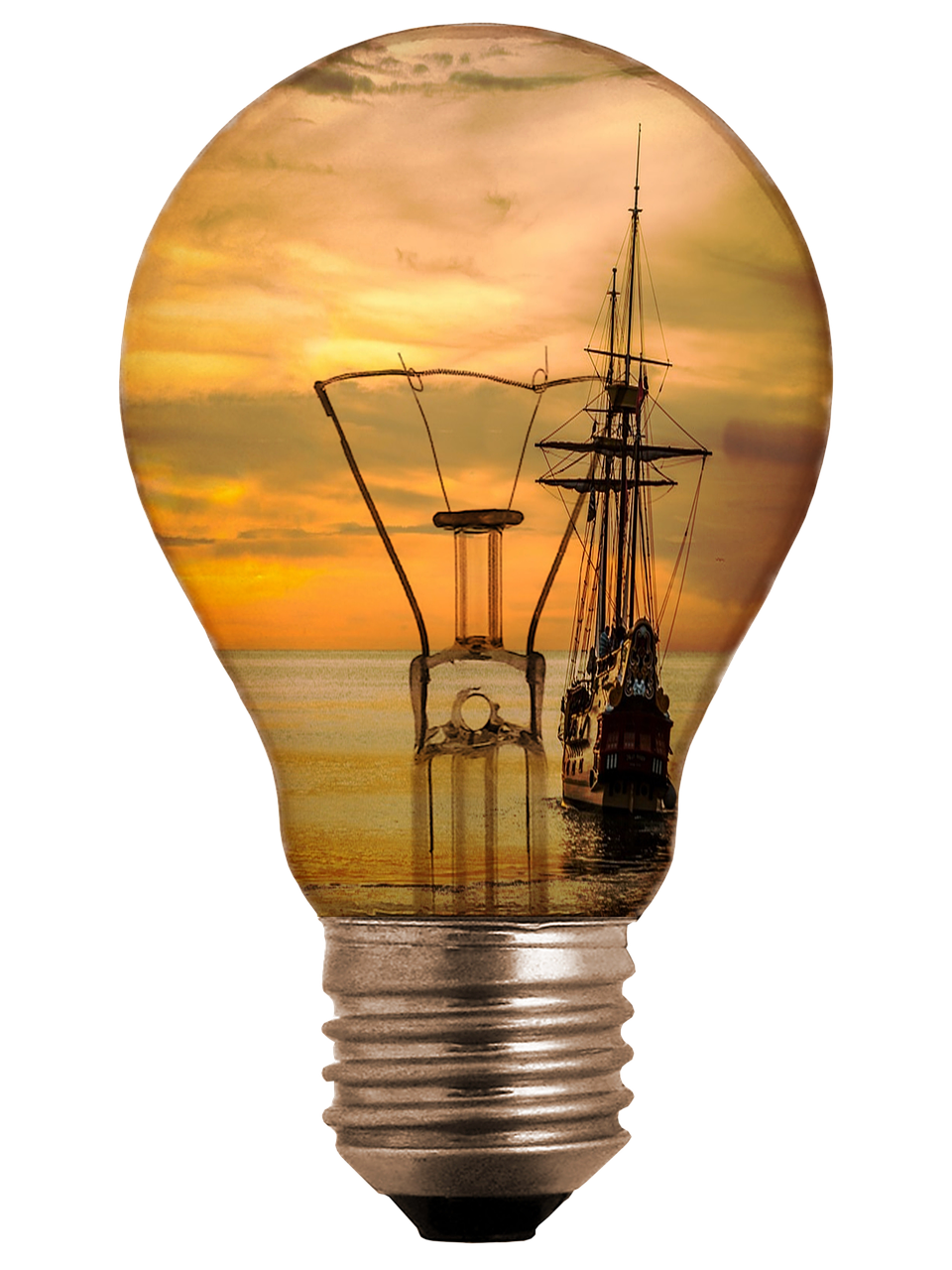 light bulb ship sea free photo