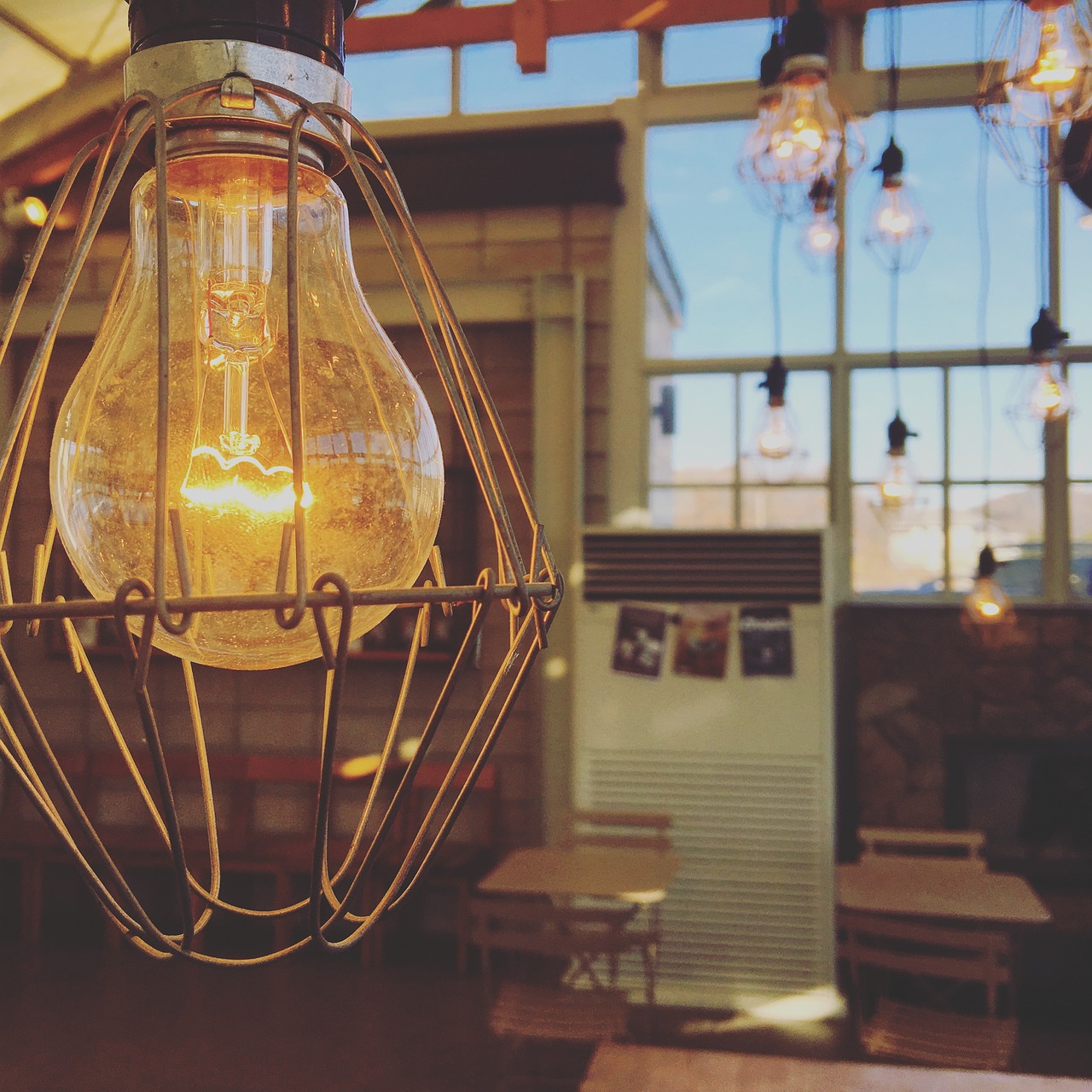 light bulb interior cafe free photo