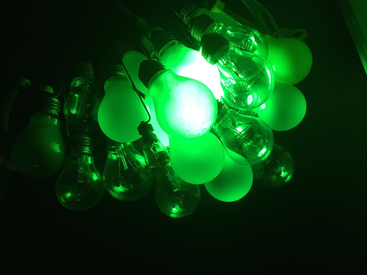 light bulb green lamp free photo