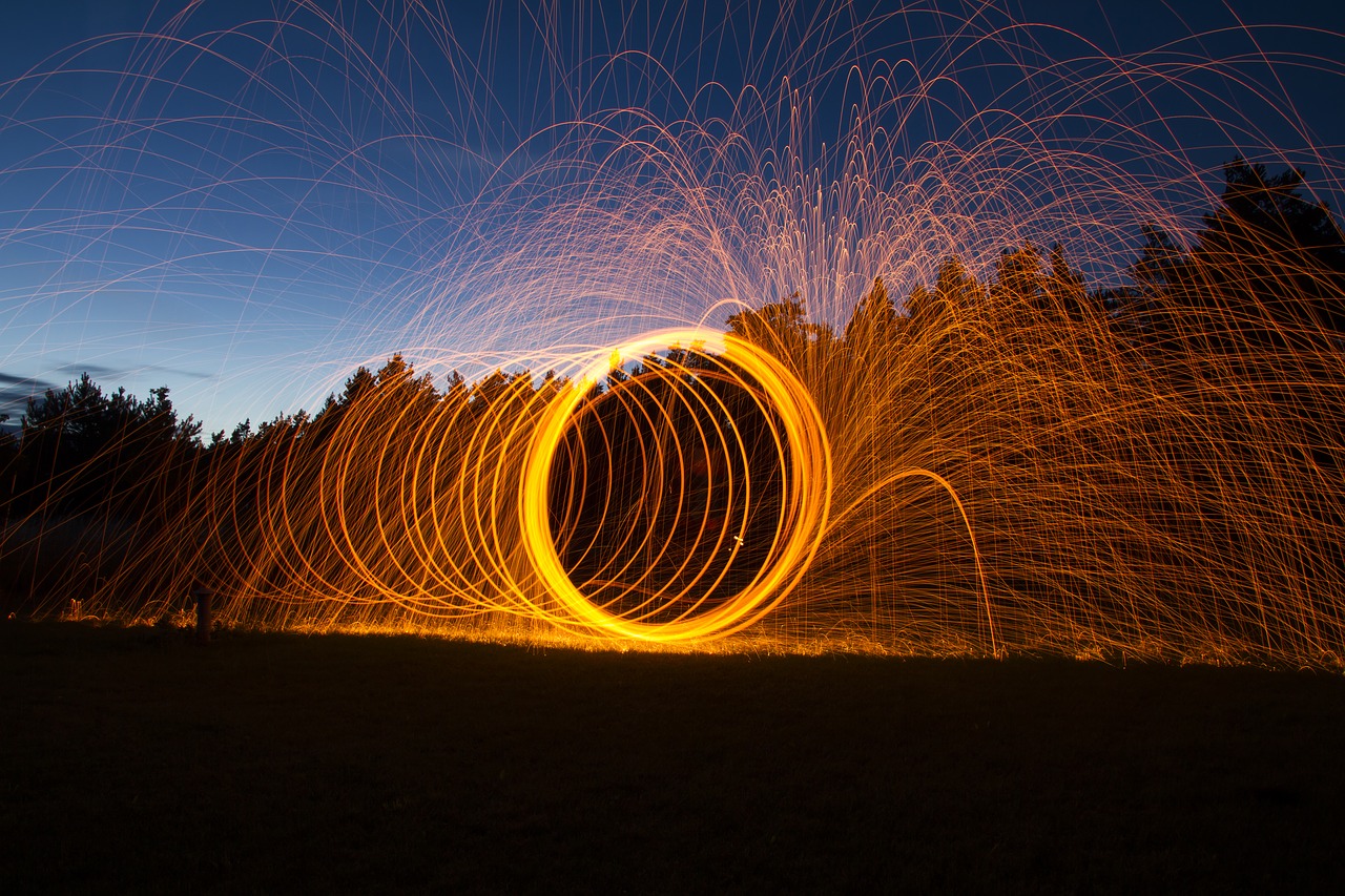 light painting fire sparks free photo