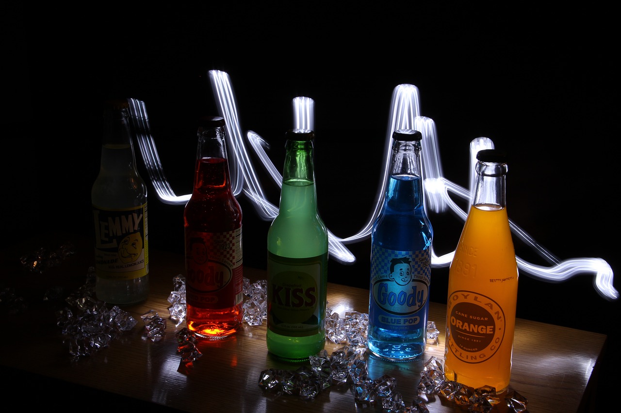 light painting soda bottles glass free photo