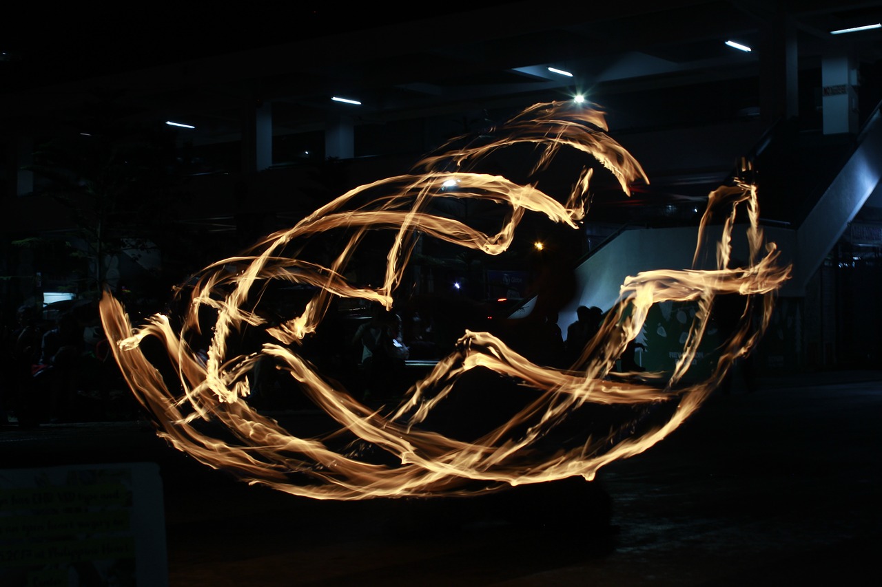 light painting fire dancing fire free photo