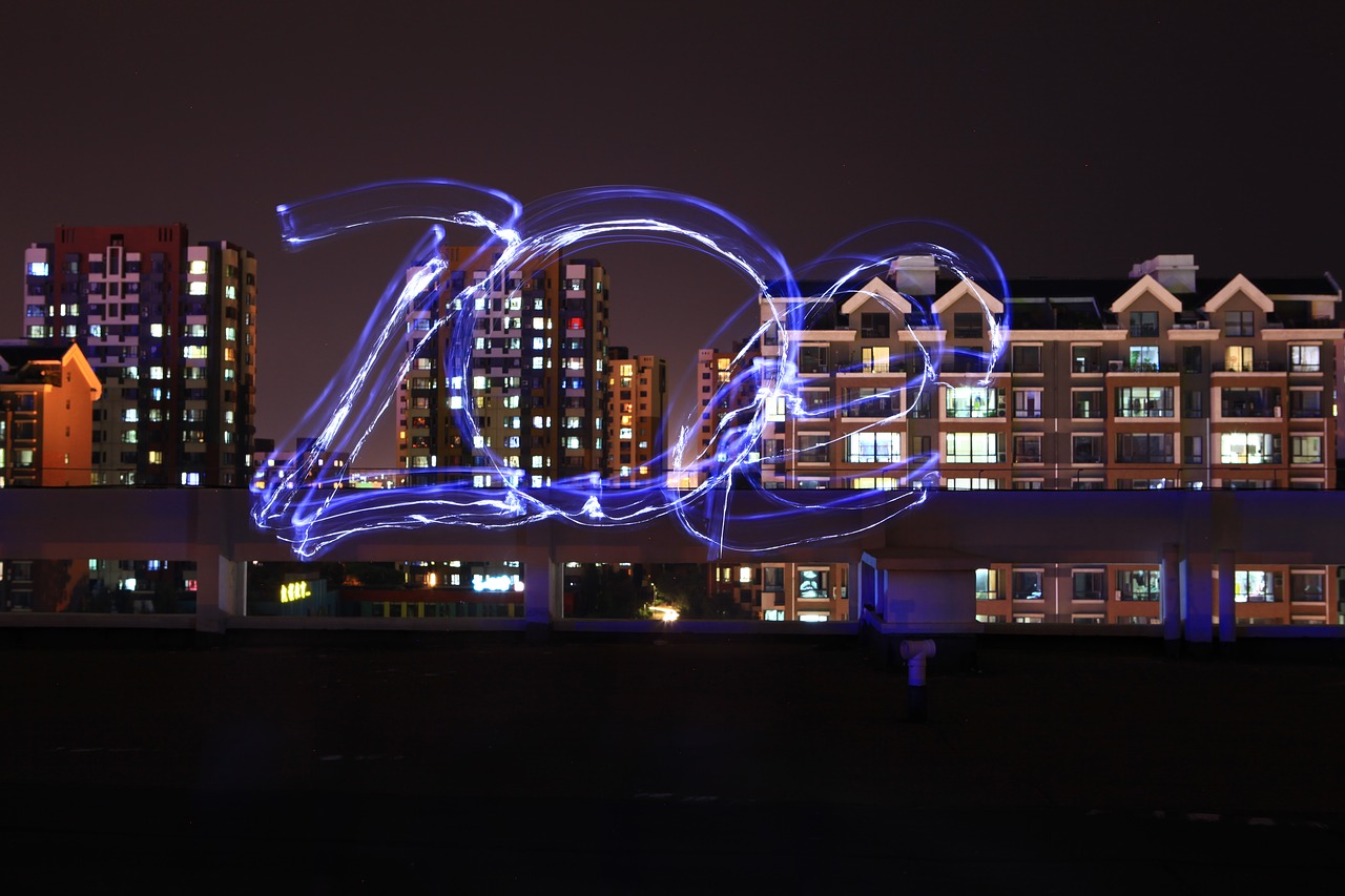 light painting night view city free photo