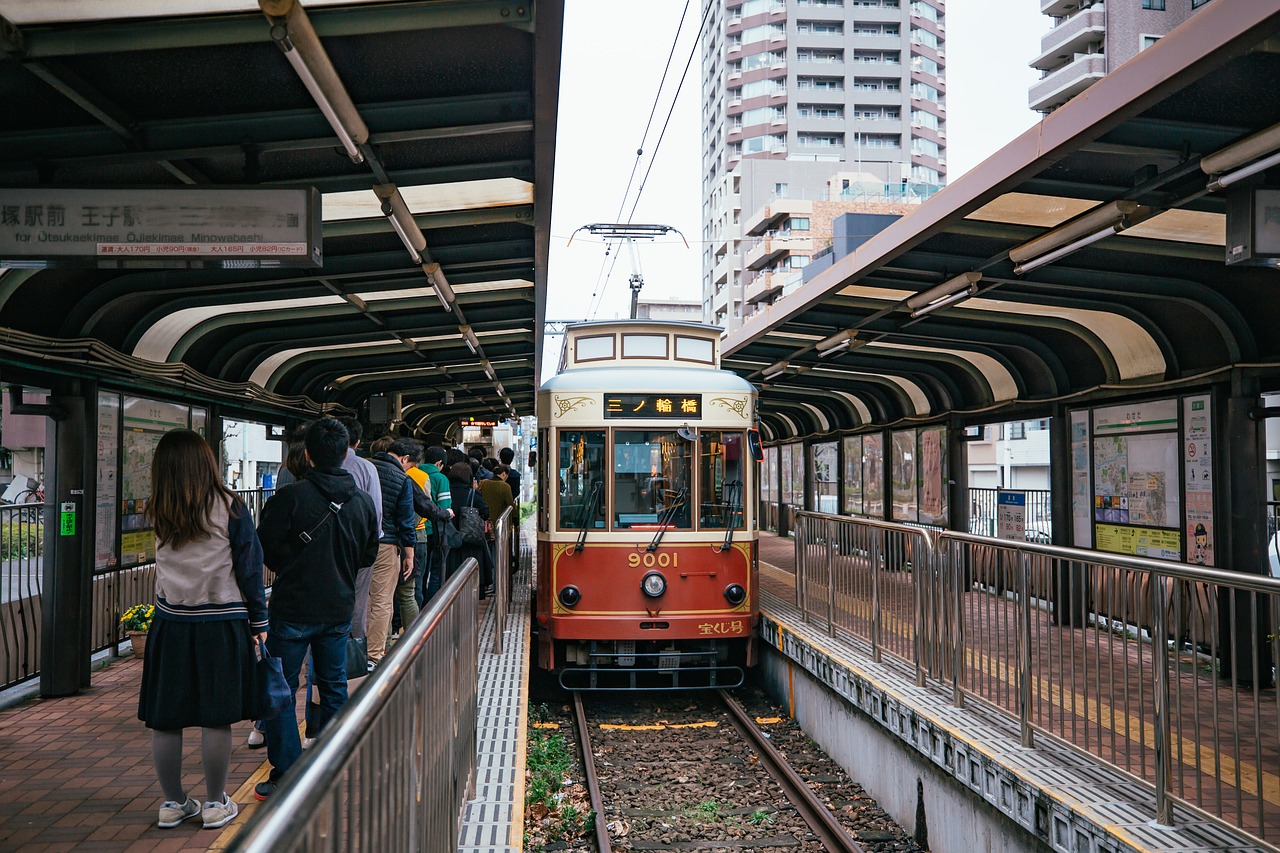 light rail tram japan free photo