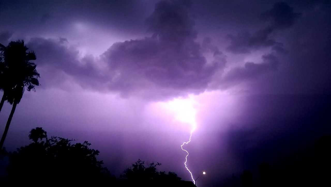 lightening storm night free photo