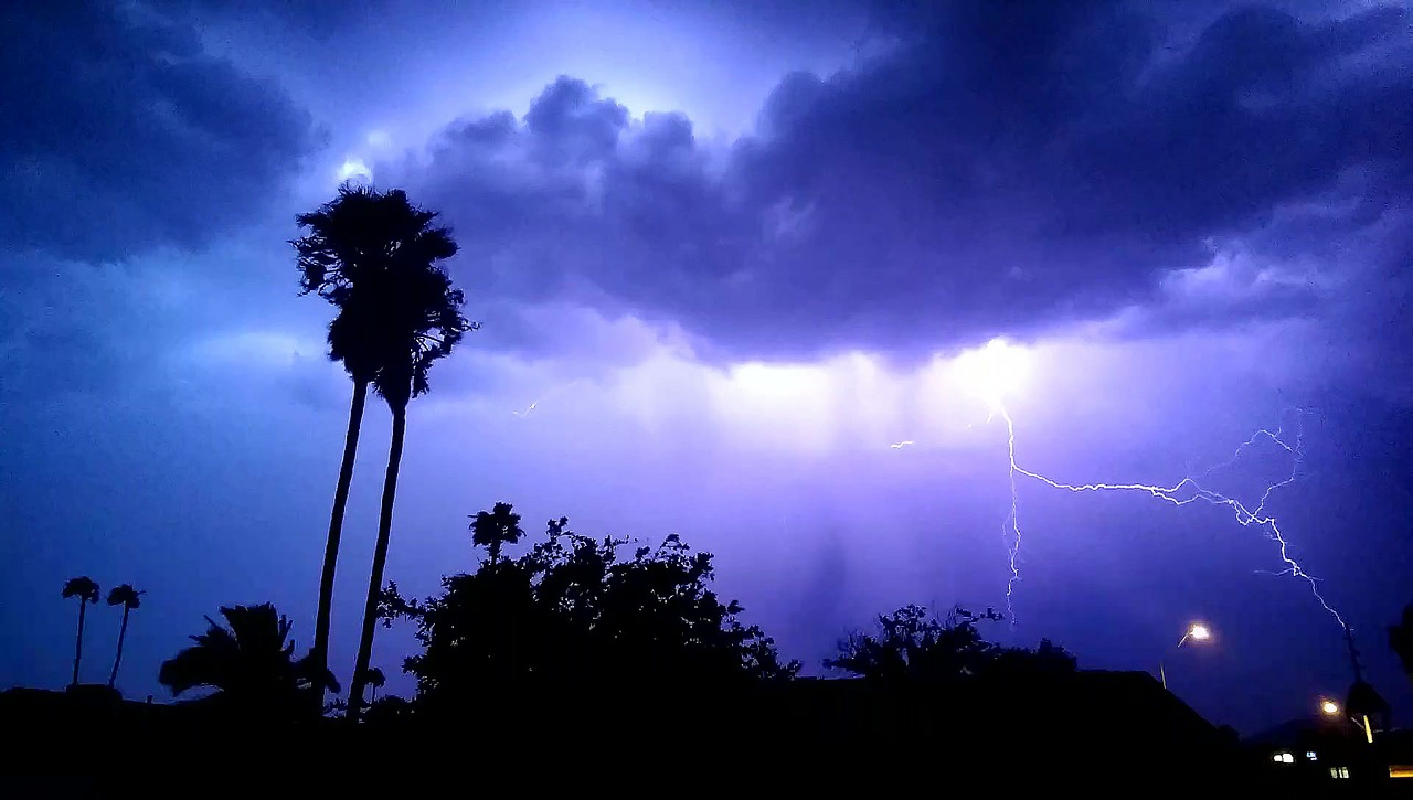 lightening storm night free photo