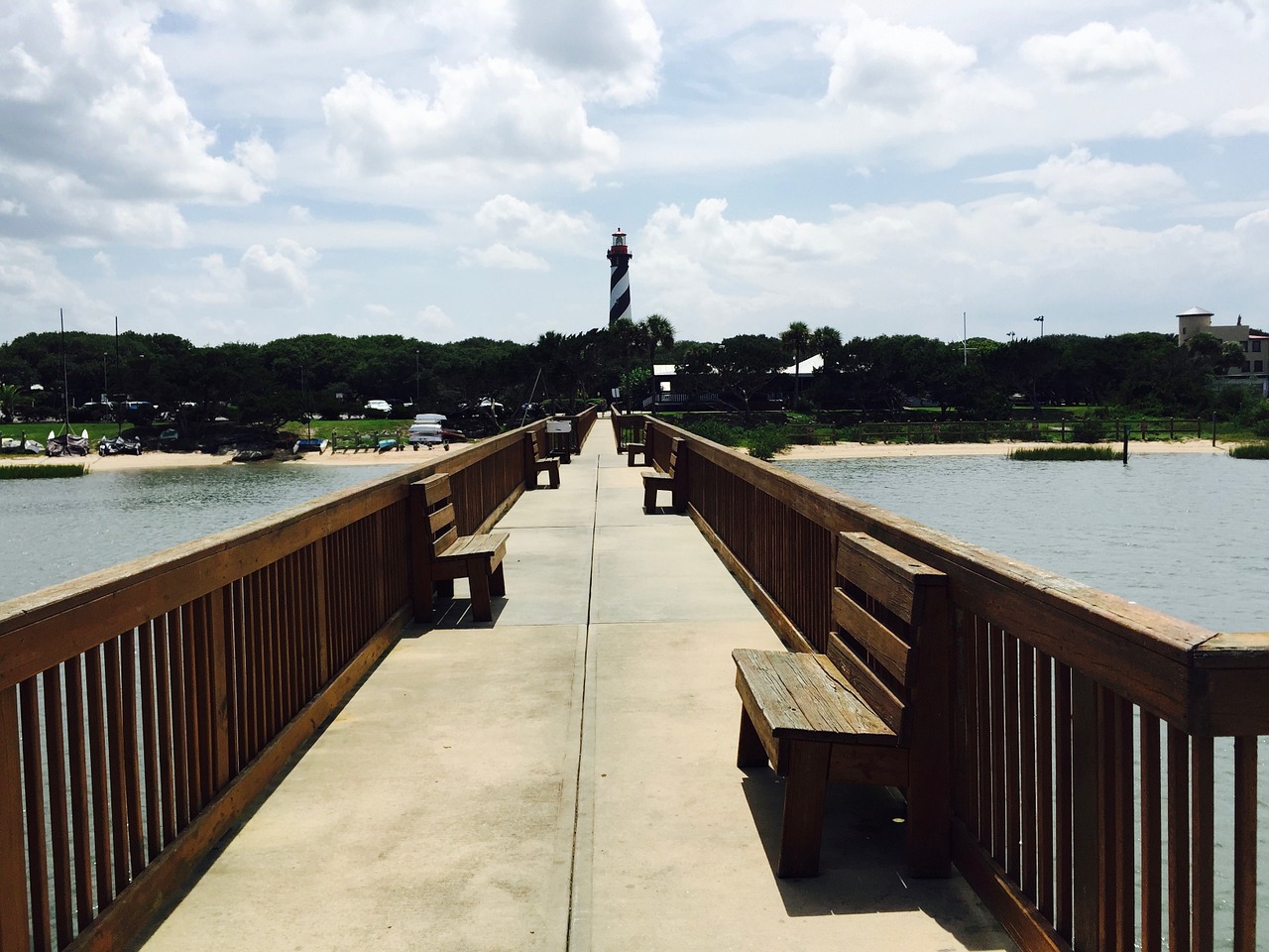 lighthouse clouds pier free photo