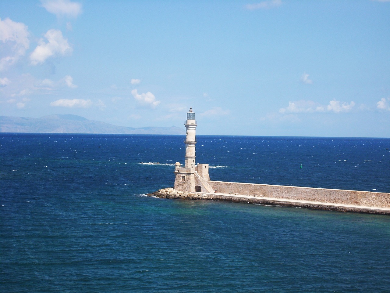 lighthouse greece island of crete free photo