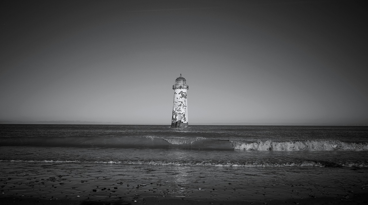 lighthouse wales black white free photo