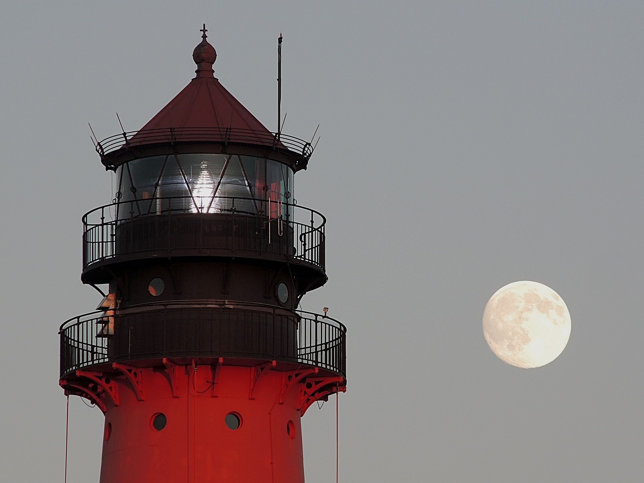 lighthouse full moon westerhever free photo