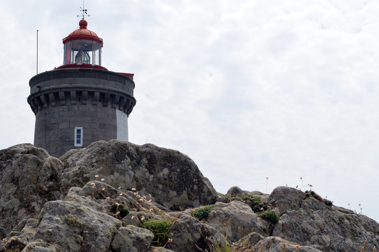 lighthouse rock brittany coast free photo
