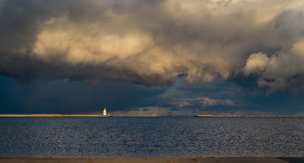 lighthouse landscape lake michigan free photo