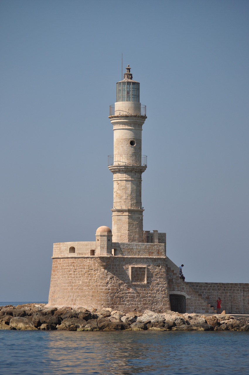 lighthouse crete port free photo