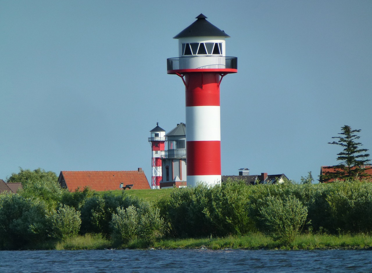 lighthouse beacon elbe free photo