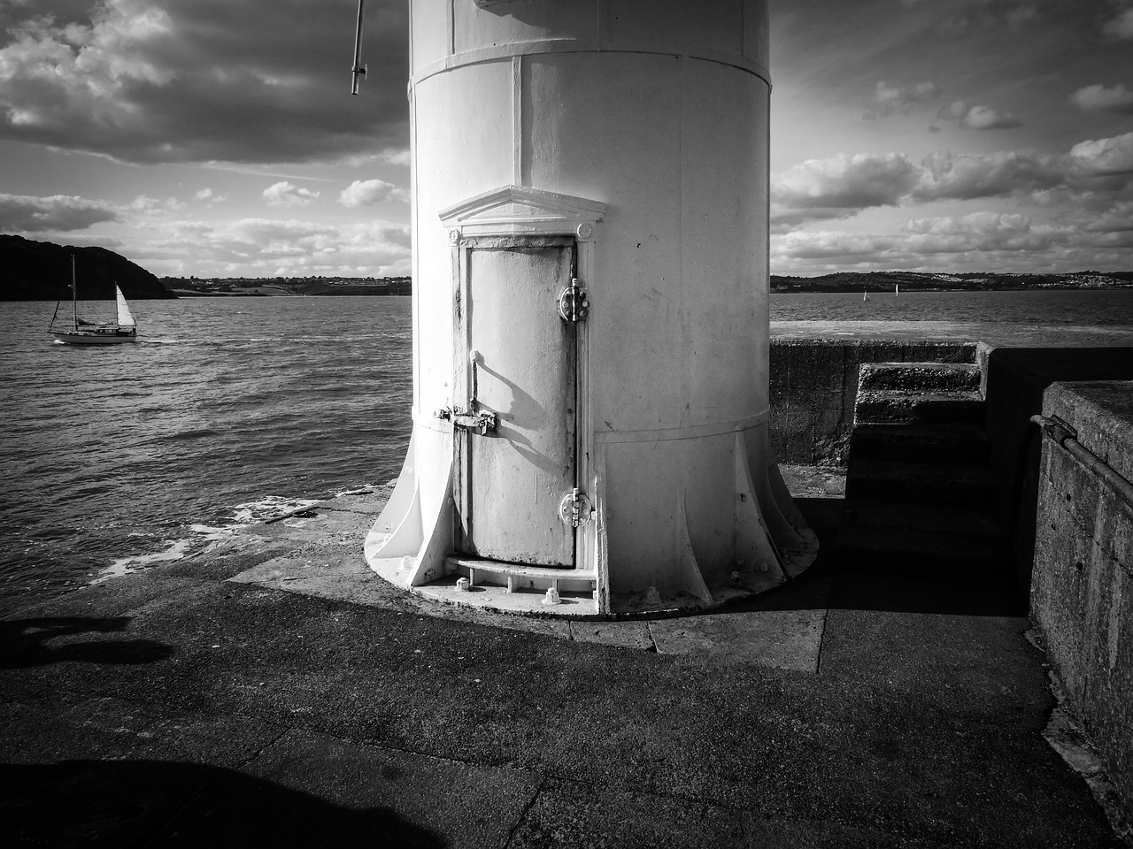 lighthouse black and white nautical free photo